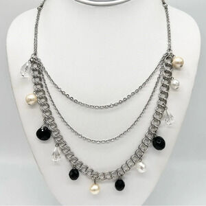 White House Black Market Beaded Draped Necklace